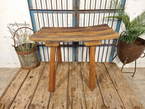Hand Made Reclaimed  Rustic Wooden Milking Stool Barrel Bench Seat