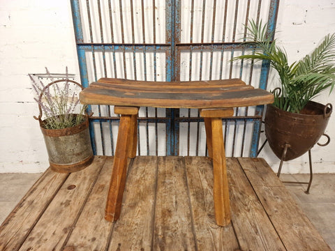 Hand Made Reclaimed  Rustic Wooden Milking Stool Barrel Bench Seat