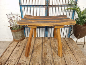 Hand Made Reclaimed  Rustic Wooden Milking Stool Barrel Bench Seat