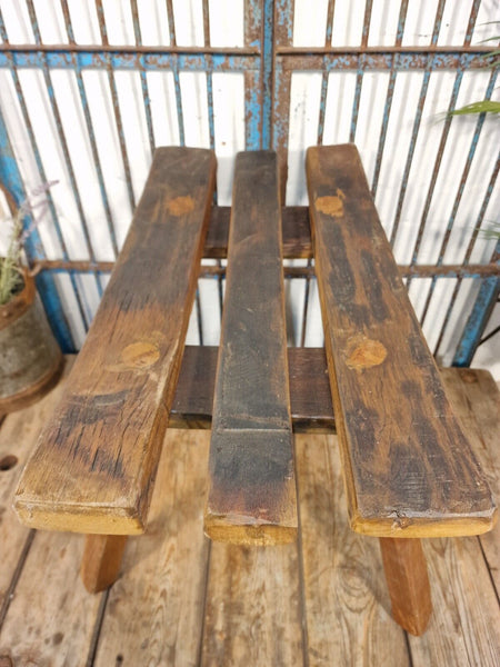 Hand Made Reclaimed  Rustic Wooden Milking Stool Barrel Bench Seat