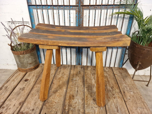 Hand Made Reclaimed  Rustic Wooden Milking Stool Barrel Bench Seat