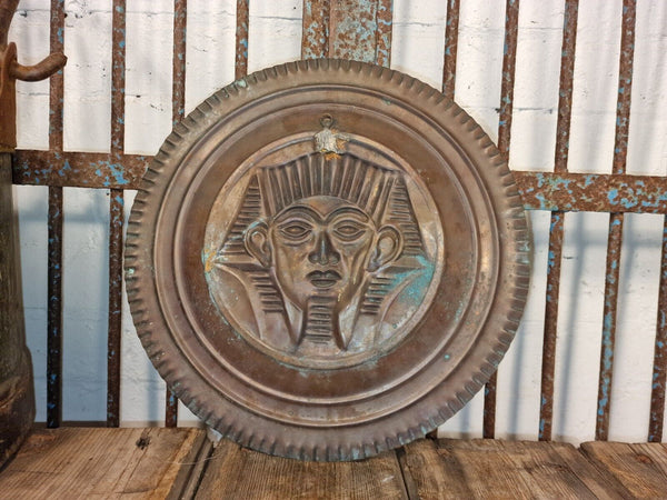 Vintage Pressed Copper Egypt Egyption Decorative Plate Plaque