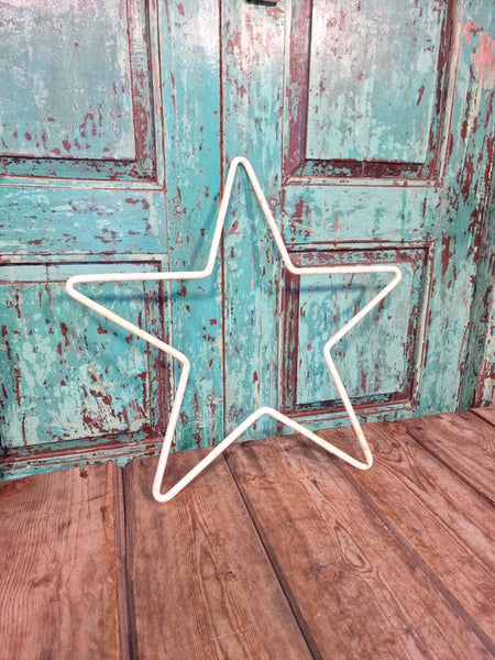 Rustic Reclaimed Vintage White Chippy Metal Star Home Garden Wall Decor