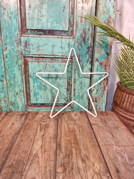 Rustic Reclaimed Vintage White Chippy Metal Star Home Garden Wall Decor