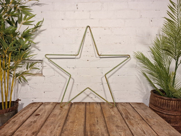 Large Rustic Vintage Green Verdigris Painted Metal Star Home Garden Wall Decor