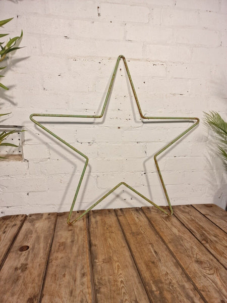 Large Rustic Vintage Green Verdigris Painted Metal Star Home Garden Wall Decor
