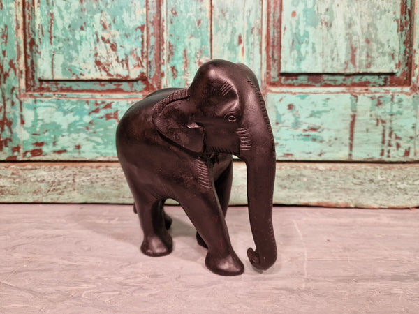Authentic Indian Hand Made Marble Resin Black Elephant Statue Sculpture