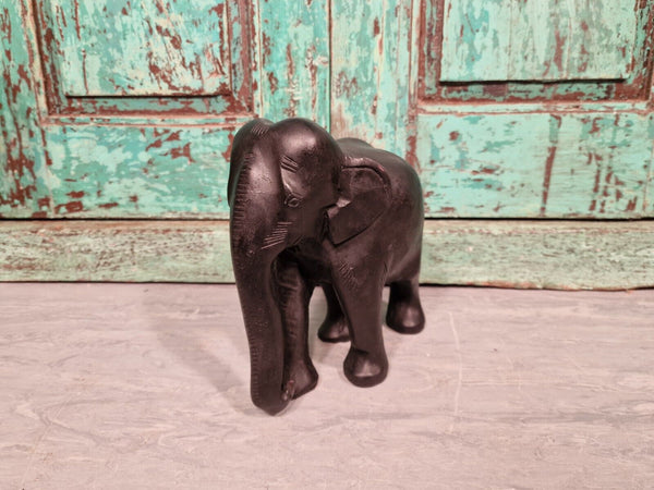 Authentic Indian Hand Made Marble Resin Black Elephant Statue Sculpture