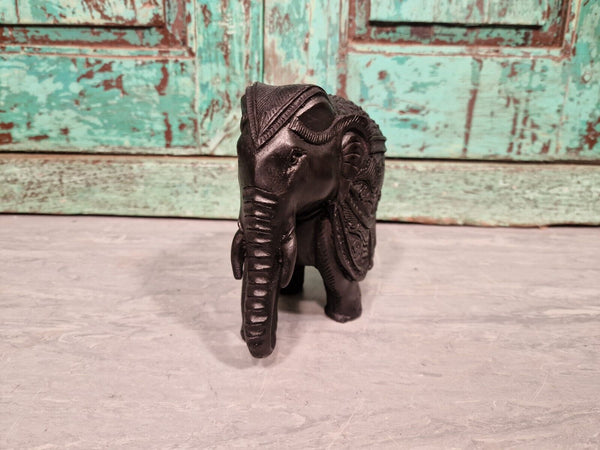 Authentic Indian Hand Made Marble Resin Black Elephant Statue Sculpture