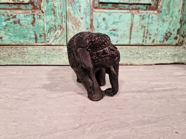 Authentic Indian Hand Made Marble Resin Black Elephant Statue Sculpture
