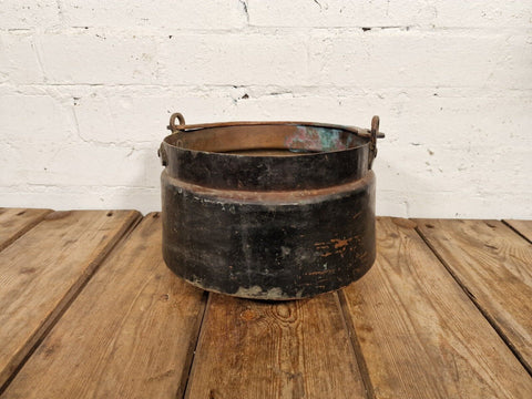 Vintage Antique French Hammered Copper Cooking Cauldron Gypsy Pot Garden Planter