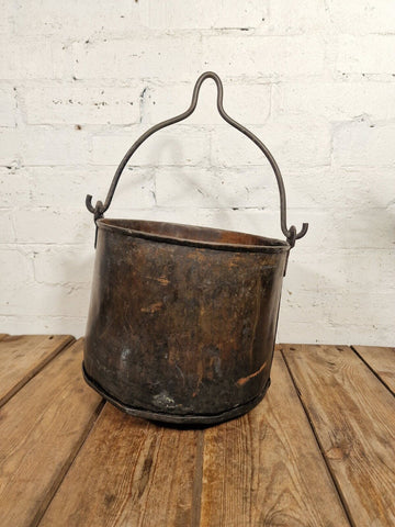 Vintage Antique French Hammered Copper Cooking Cauldron Gypsy Pot Garden Planter
