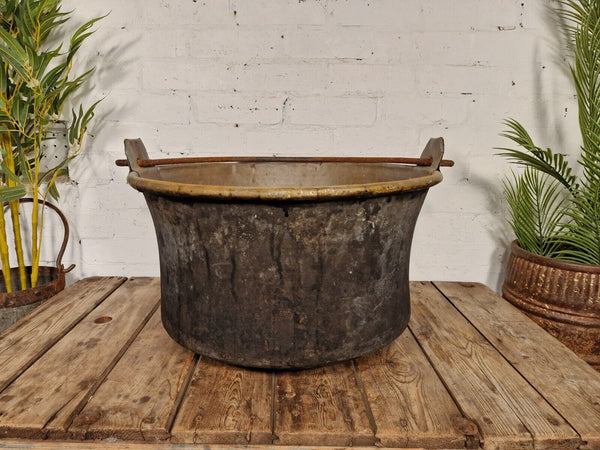 Large Antique French Hammered Copper Cooking Cauldron Gypsy Pot Garden Planter