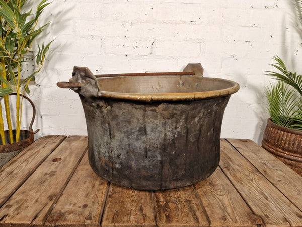 Large Antique French Hammered Copper Cooking Cauldron Gypsy Pot Garden Planter