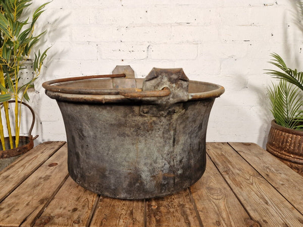 Large Antique French Hammered Copper Cooking Cauldron Gypsy Pot Garden Planter
