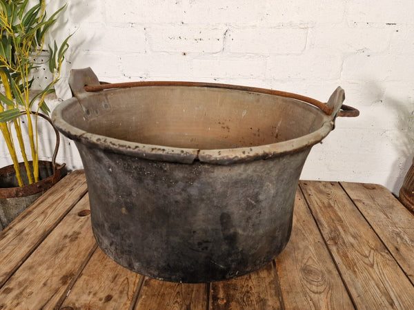 Large Antique French Hammered Copper Cooking Cauldron Gypsy Pot Garden Planter