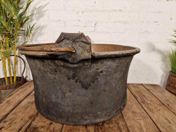 Large Antique French Hammered Copper Cooking Cauldron Gypsy Pot Garden Planter