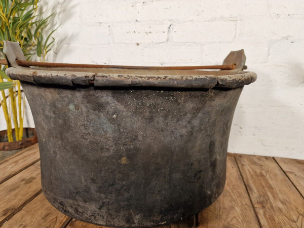 Large Antique French Hammered Copper Cooking Cauldron Gypsy Pot Garden Planter