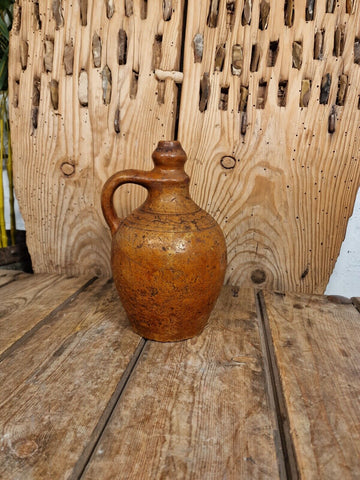 Antique Vintage European Glazed Terracotta Wine Vessel Jug Pitcher Amphora