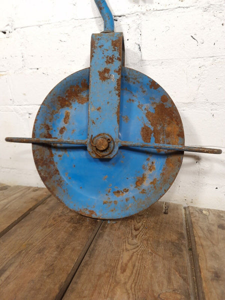Vintage French Blue Industrial Rope Pulley Hook