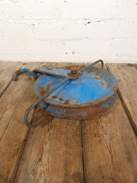 Vintage French Blue Industrial Rope Pulley Hook