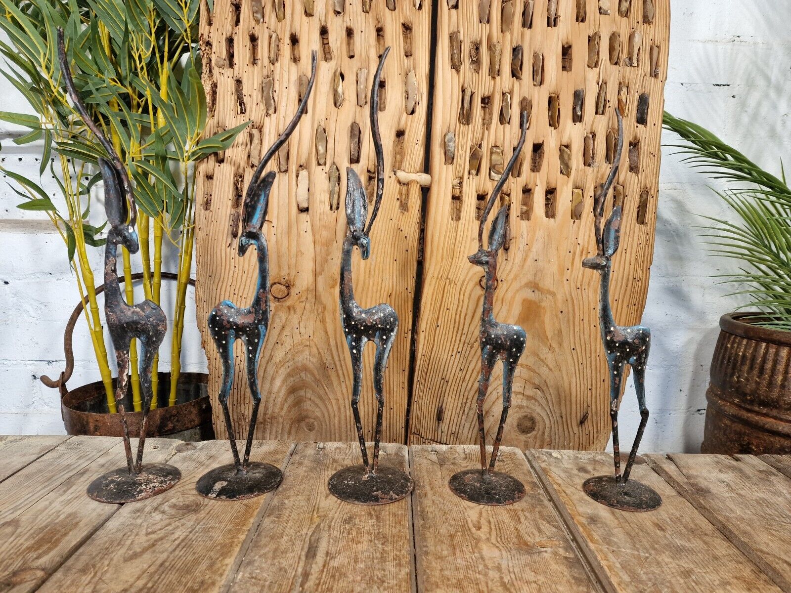 Vintage Reclaimed Hand Made Metal Deer Gazelle Garden Ornament  Sculpture