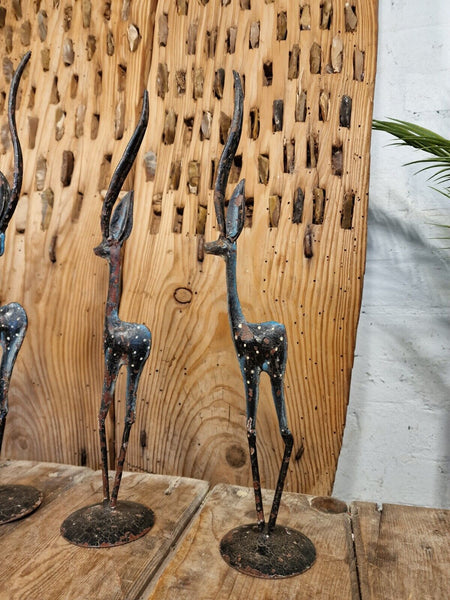 Vintage Reclaimed Hand Made Metal Deer Gazelle Garden Ornament  Sculpture