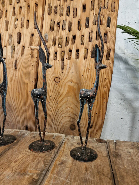 Vintage Reclaimed Hand Made Metal Deer Gazelle Garden Ornament  Sculpture