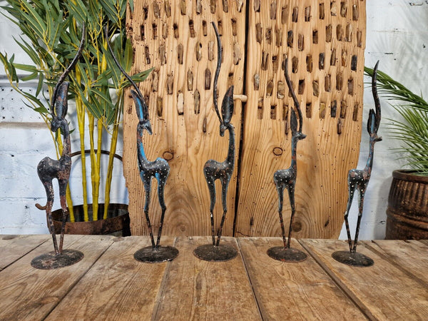 Vintage Reclaimed Hand Made Metal Deer Gazelle Garden Ornament  Sculpture