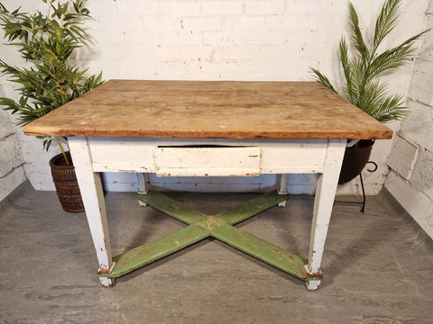 Antique 19th Century French Rustic Farmhouse Dining Table Kitchen Island