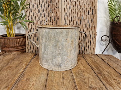 Vintage French European Galvanised Wash Tub Bucket Pot Garden Planter