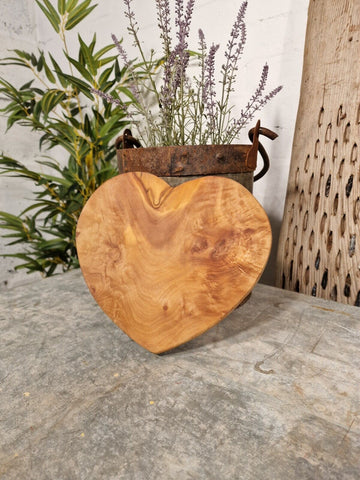 Hand Made Solid Olive Wood Heart Chopping Serving Board Platter