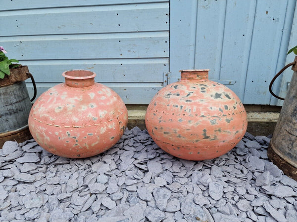 Authentic Indian Pink Rustic Hand Made Riveted Water Pot