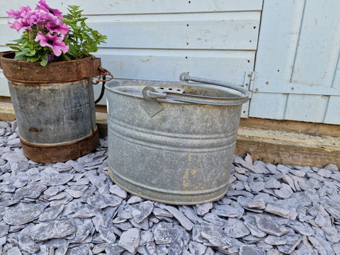 Vintage Galvanised Zinc Mop Bucket Garden Planter