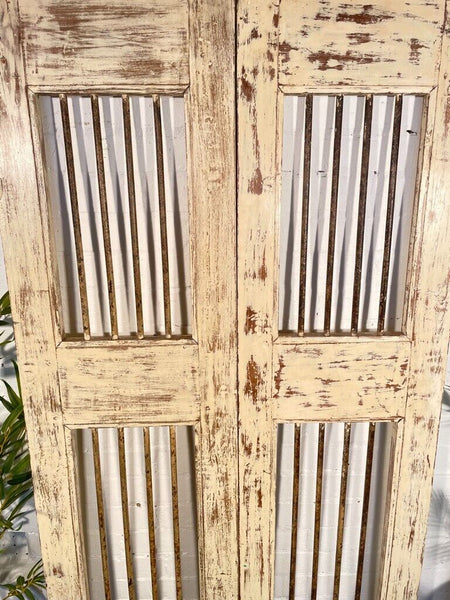 Old Pair Vintage Reclaimed Indian Wooden Iron Doors Shutters Garden Gates Screen