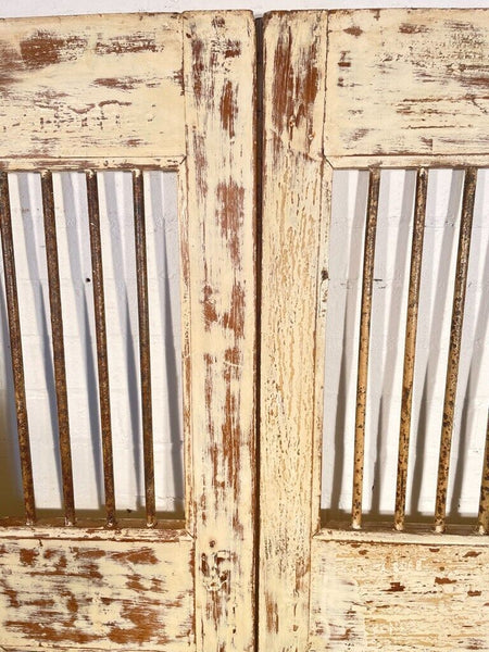 Old Pair Vintage Reclaimed Indian Wooden Iron Doors Shutters Garden Gates Screen