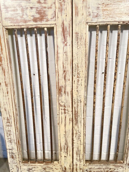 Old Pair Vintage Reclaimed Indian Wooden Iron Doors Shutters Garden Gates Screen