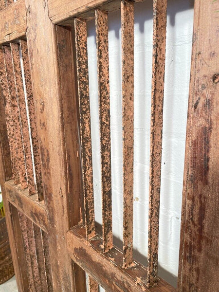 Old Pair Vintage Reclaimed Indian Wooden Iron Doors Shutters Garden Gates Screen