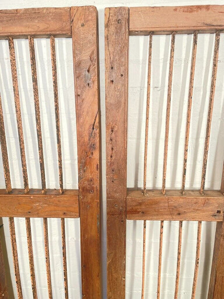 Old Pair Vintage Reclaimed Indian Wooden Iron Doors Shutters Garden Gates Screen