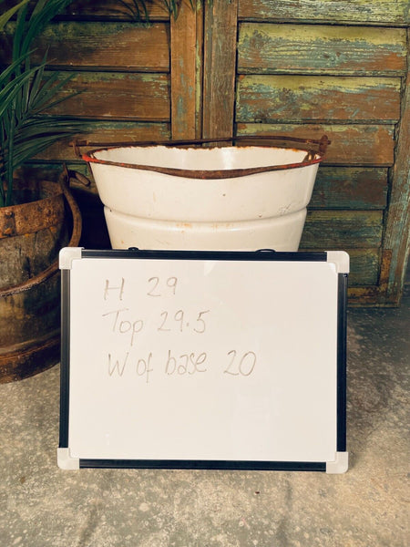 Vintage French White Rustic Hanging Enamel Milking Bucket Garden Planter Tub