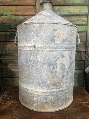 Vintage Rustic French European Galvanised Zinc Petrol Fuel Oil Lantern Tin Can