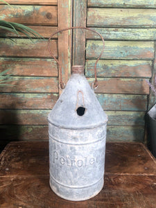 Vintage Rustic French European Galvanised Zinc Petrol Fuel Oil Lantern Tin Can