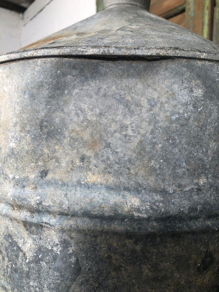 Vintage Rustic French European Galvanised Zinc Petrol Fuel Oil Lantern Tin Can