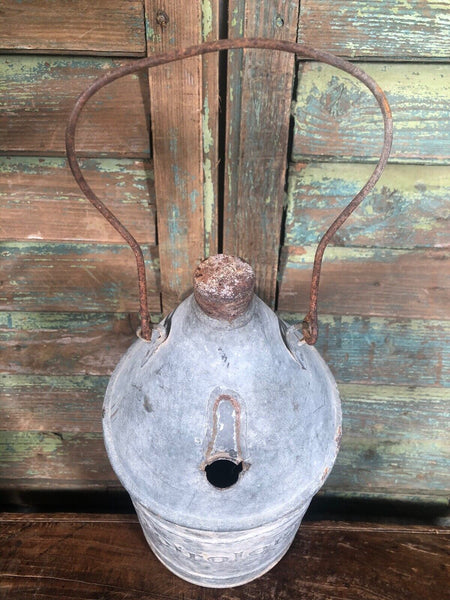 Vintage Rustic French European Galvanised Zinc Petrol Fuel Oil Lantern Tin Can