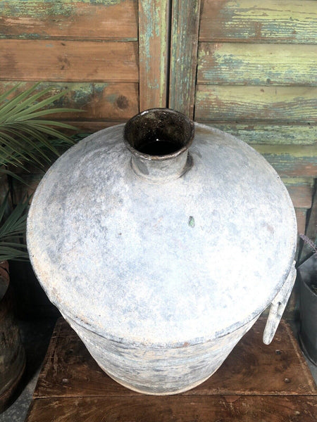Vintage Rustic French European Galvanised Zinc Petrol Fuel Oil Lantern Tin Can