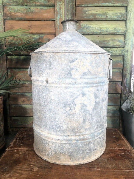 Vintage Rustic French European Galvanised Zinc Petrol Fuel Oil Lantern Tin Can