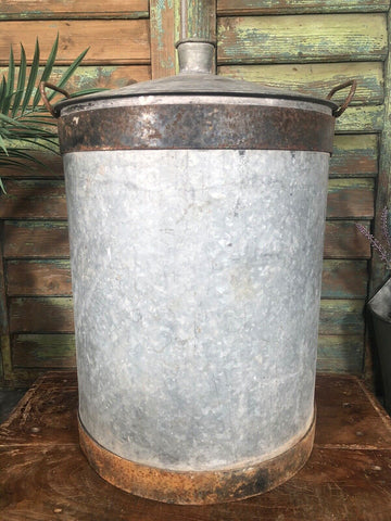 Vintage Rustic French European Galvanised Zinc Petrol Fuel Oil Lantern Tin Can