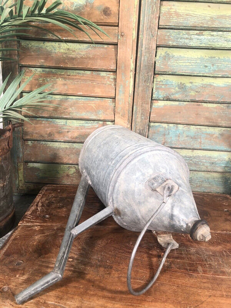 Vintage Rustic French European Galvanised Zinc Petrol Fuel Oil Lantern Tin Can