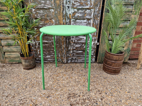 Vintage Green French Round Metal Stacking Bistro Cafe Garden Patio Wine Table