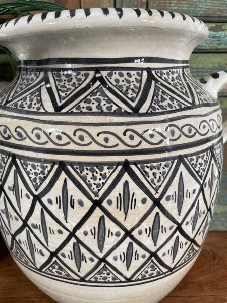 Mediterranean Italian Hand Painted Glazed Terracotta Confit Pot Vase Urn